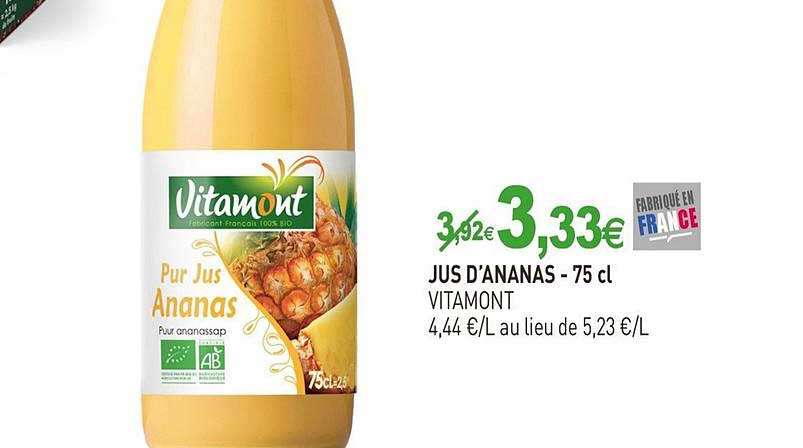 jus d'ananas vitamont - 75 cl