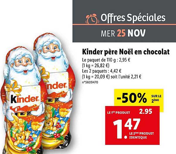 kinder père noël en chocolat