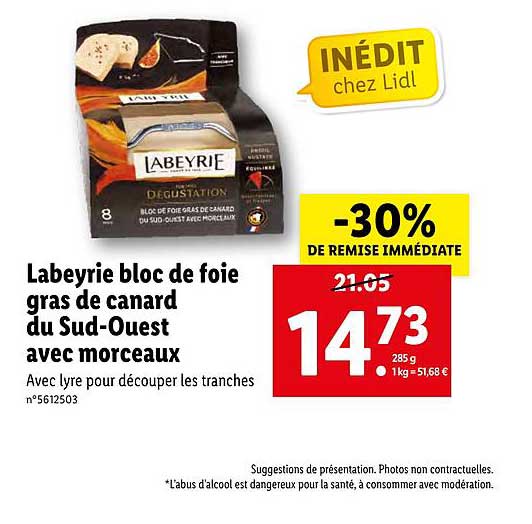 labeyrie bloc de foie gras de canard sud-Ouest avec morceaux