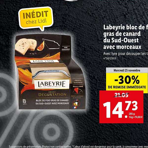 labeyrie bloc de fois gras de canard du sud-ouest avec morceaux