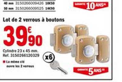Lot De 2 Verrous à Boutons