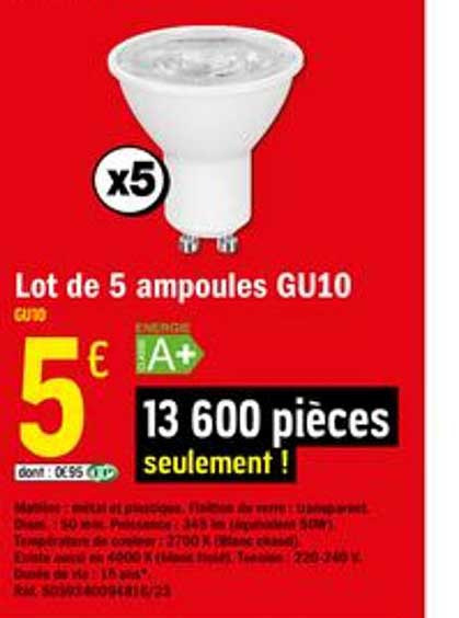 lot de 5 ampoules gu10