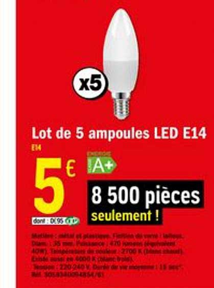 lot de 5 ampoules led e14
