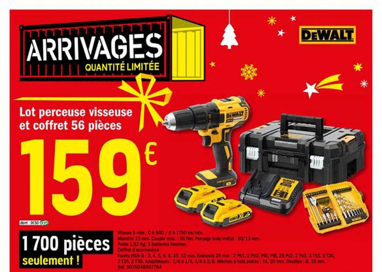 Lot Perceuse Visseuse Et Coffret 56 Pièces