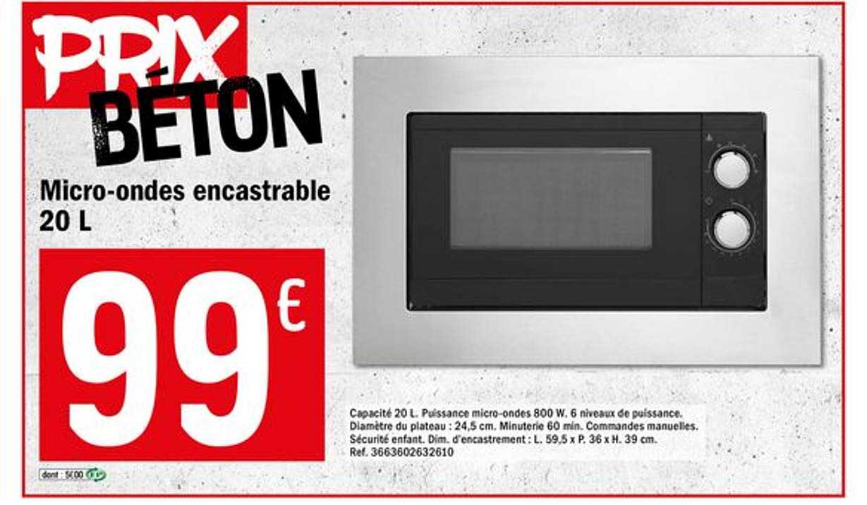 micro ondes encastrable 20 l