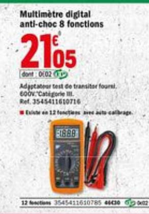 multimètre digital anti choc 8 fonctions