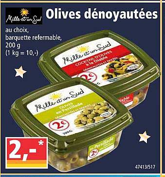 olives d'énoyautées mille et un sud