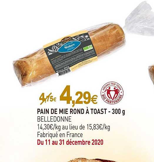 Pain De Mie Rond à Toast - 300 G Belledonne