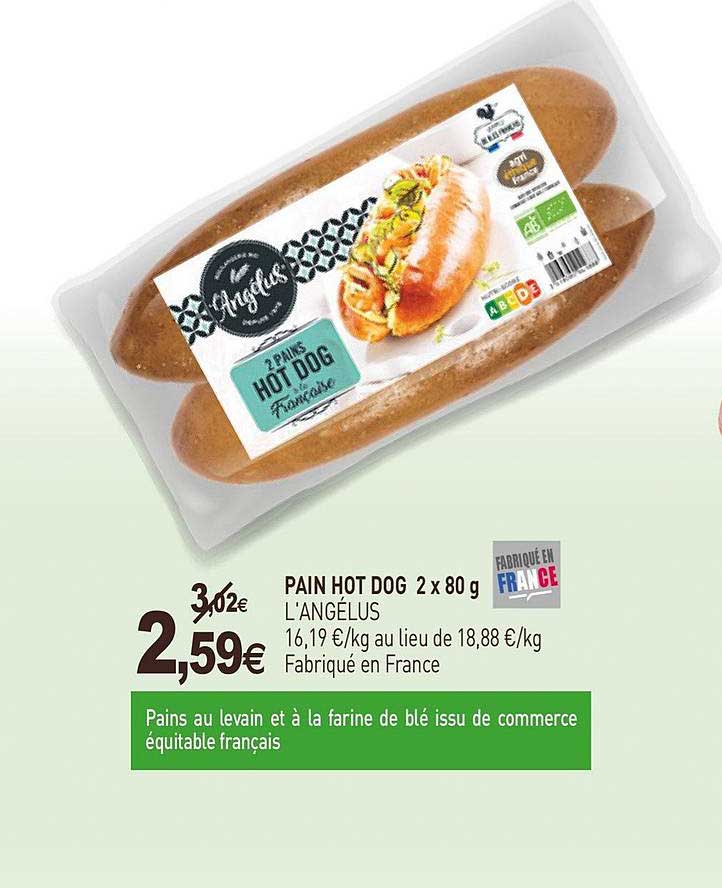 pain hot dog 2 x 80 g l'angélus