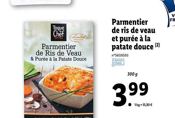 parmentier de ris de veau et purée à la patate douce