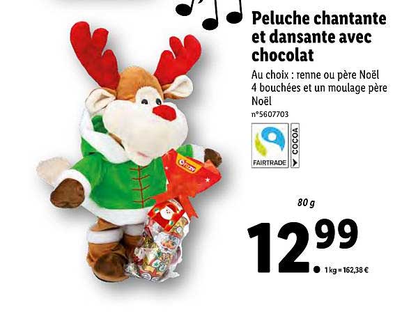 peluche chantante et dansante avec chocolat