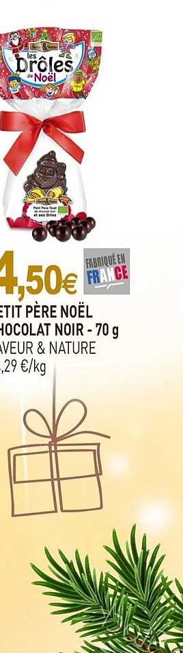 petit père noël chocolat noir saveur & nature - 70 g