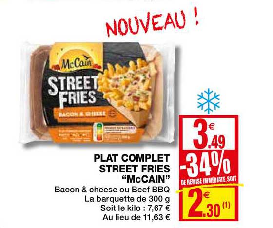 plat complet street fries mc cain -34% de remise immédiate