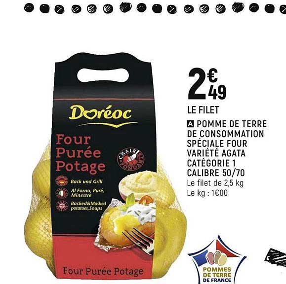pomme de terre de consommation spéciale four variété agata catégorie 1 calibre 50 70