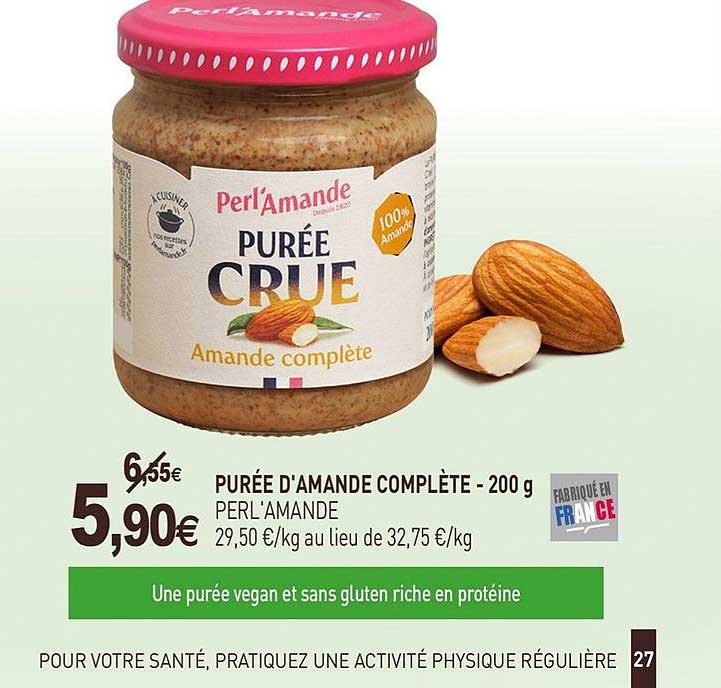 purée d'amande complète perl'amande - 200g