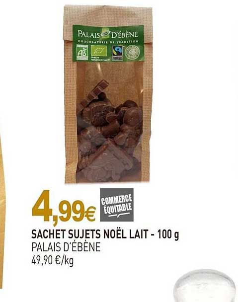 sachet sujets noël lait palais d'ébène - 100 g
