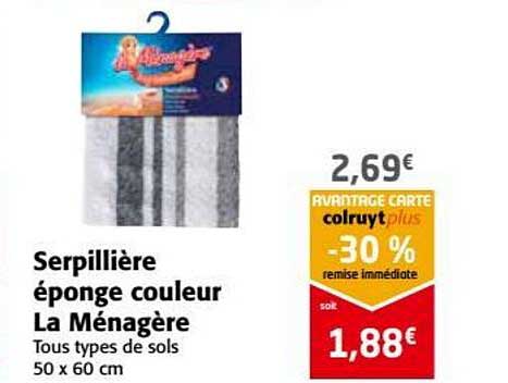 Serpillière éponge Couleur La Ménagère