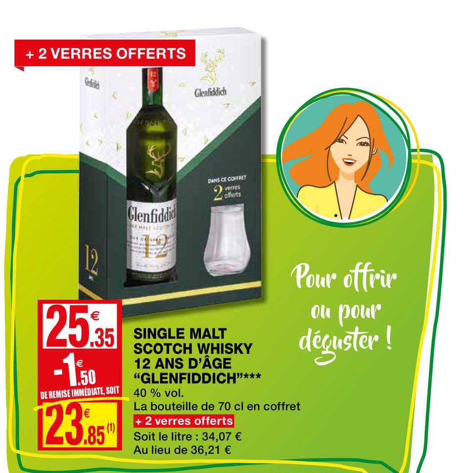 single malt scotch whiksy 12 ans d'âge glenfiddich