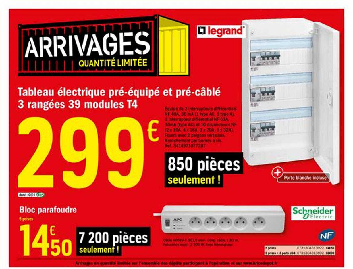 tableau électrique pré équipé et pré câblé 3 rangées 39 modules t4
