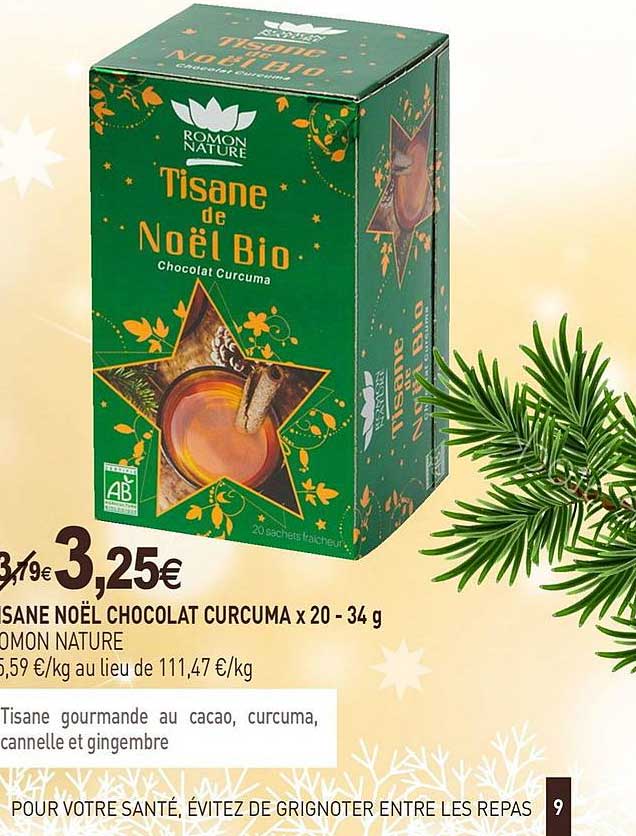 tisane noël chocolat curcuma x20 romon nature - 34 g