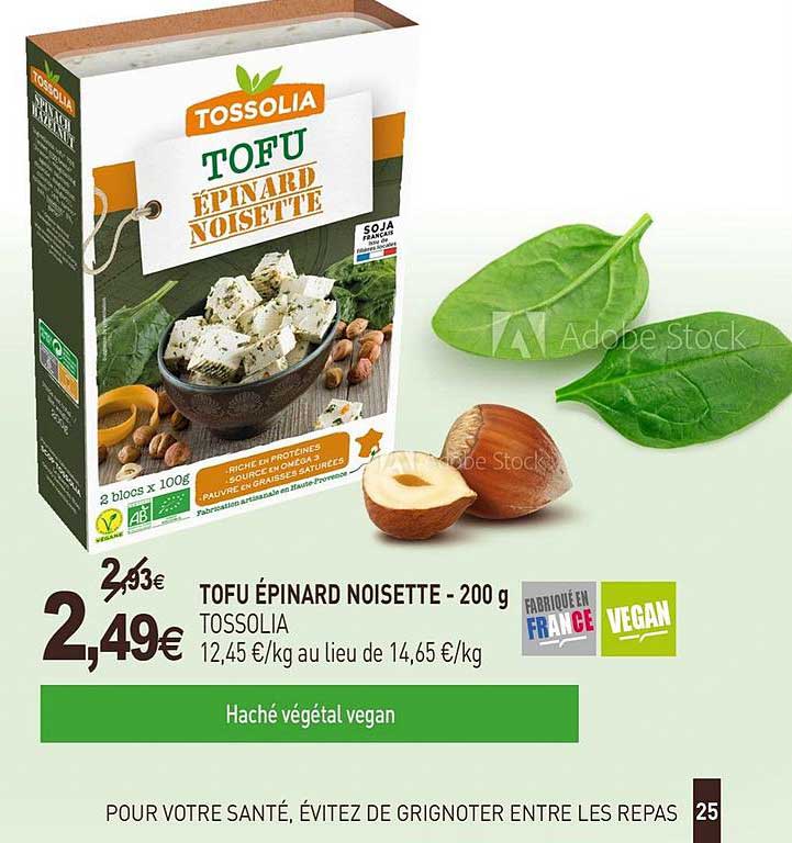 Tofu épinard Nosette - 200 G Tossolia