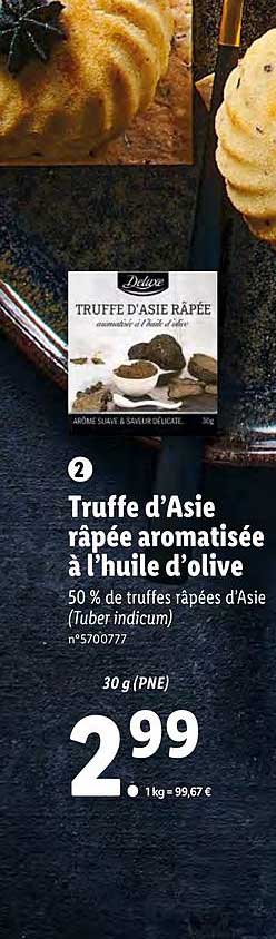 truffe d'asie râpée aromatisée à l'huile d'olive