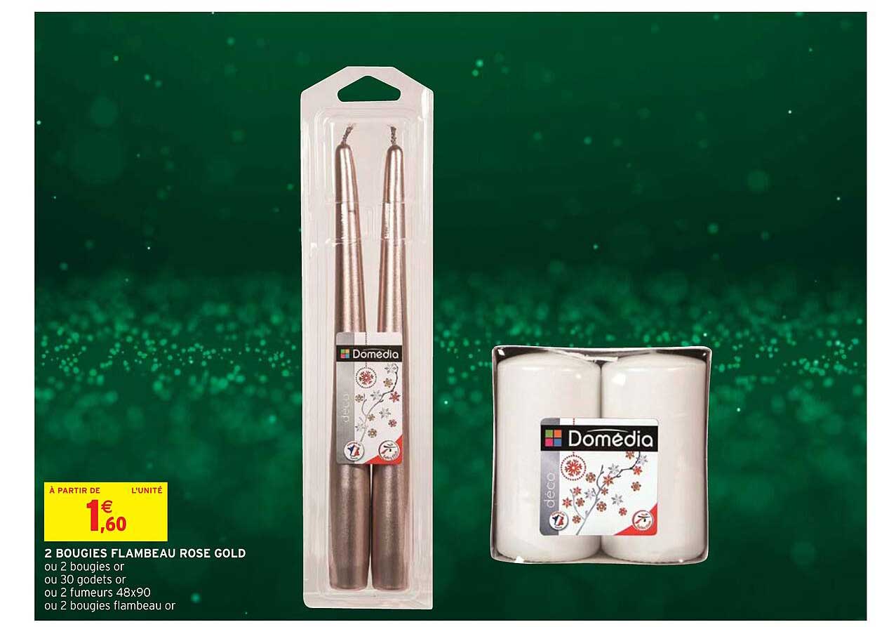 2 bougies flambeau rose gold
