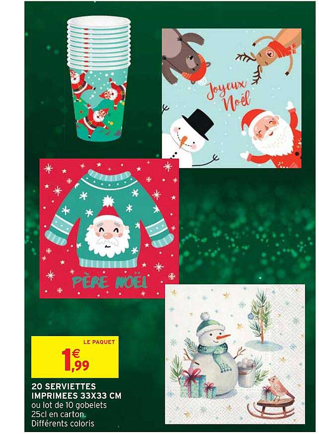 20 serviettes imprimées 33 x 33 cm