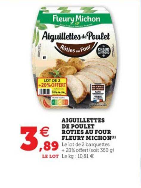 aiguillettes de poulet rôties au  four fleury michon