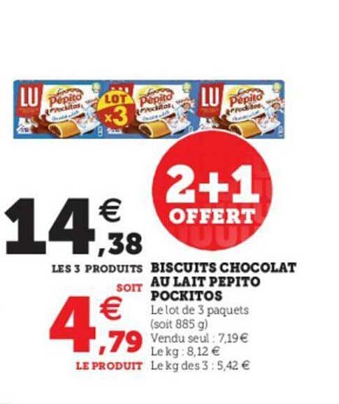 biscuits chocolat au lait pépito pockitos