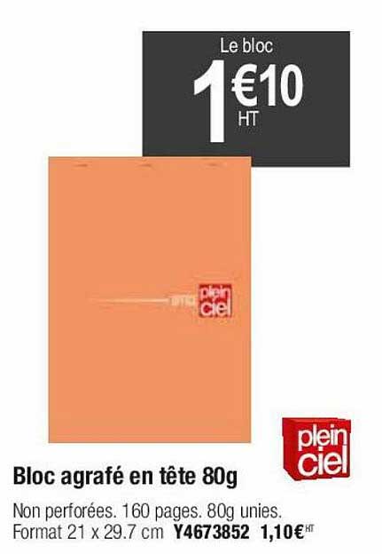 bloc agrafé en tête 80g