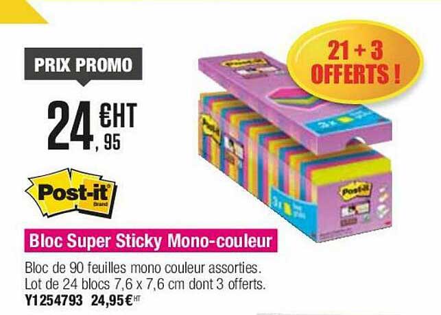 bloc super sticky mono-couleur post-it