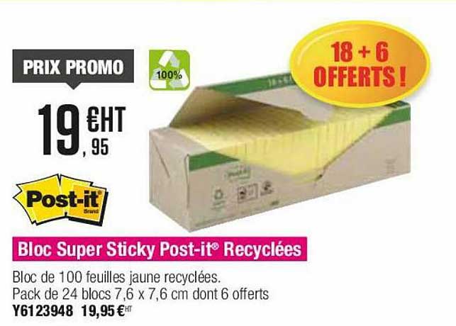 bloc super sticky post-it recyclées