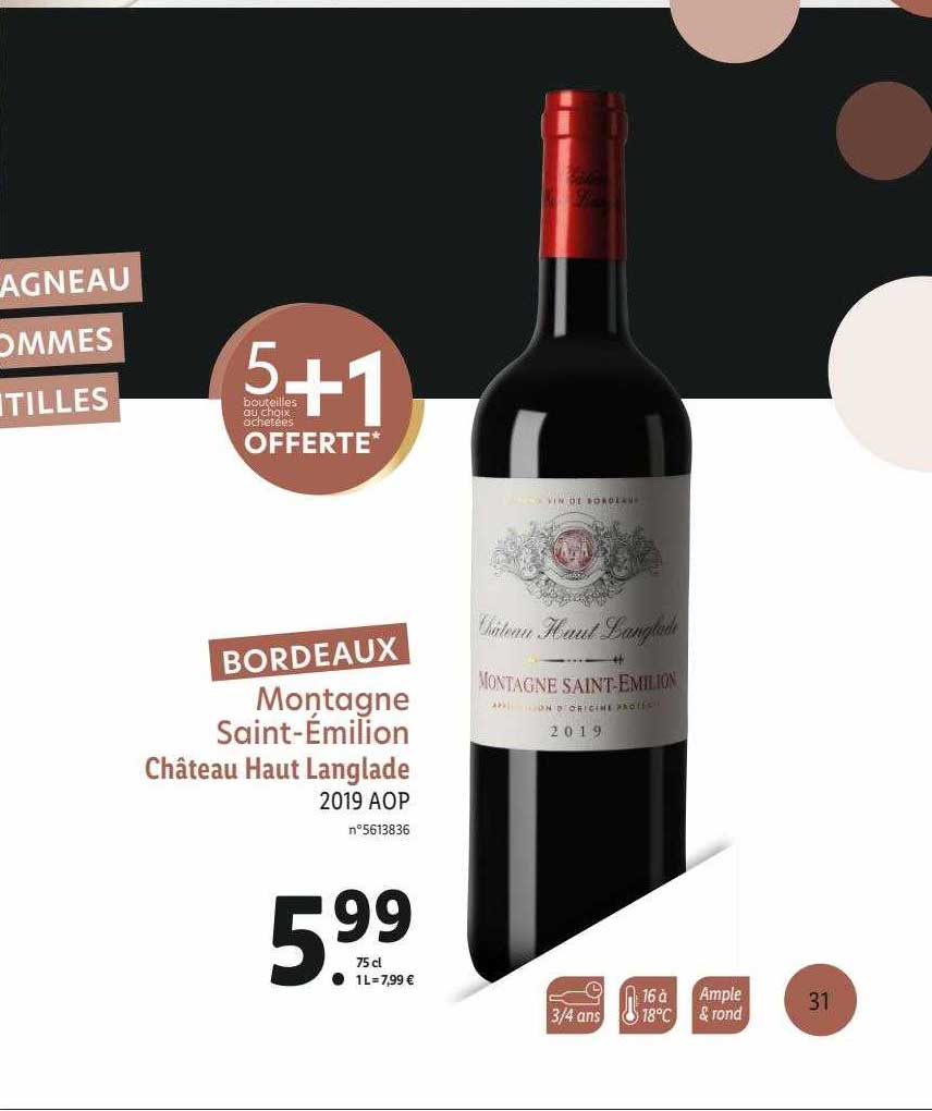 bordeaux montagne saint-émilion château haut langlade 2019 aop