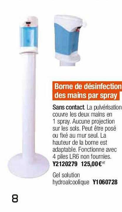 borne de désinfection des mains par spray