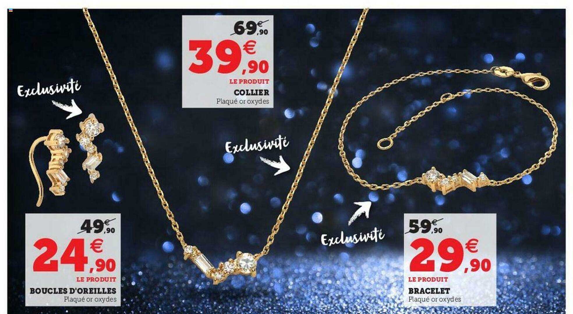 boucles d'oreilles, bracelet, collier