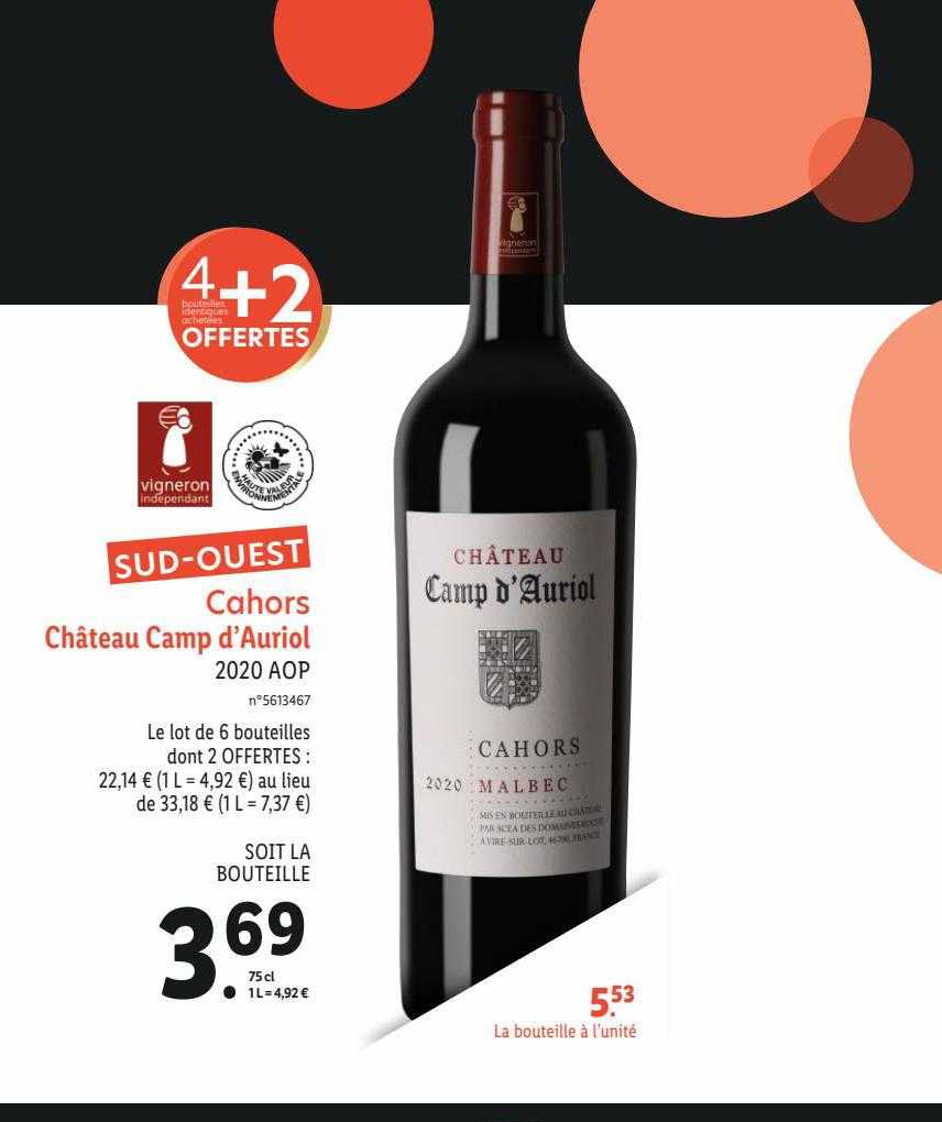 cahors château camp d'auriot 2020 aop