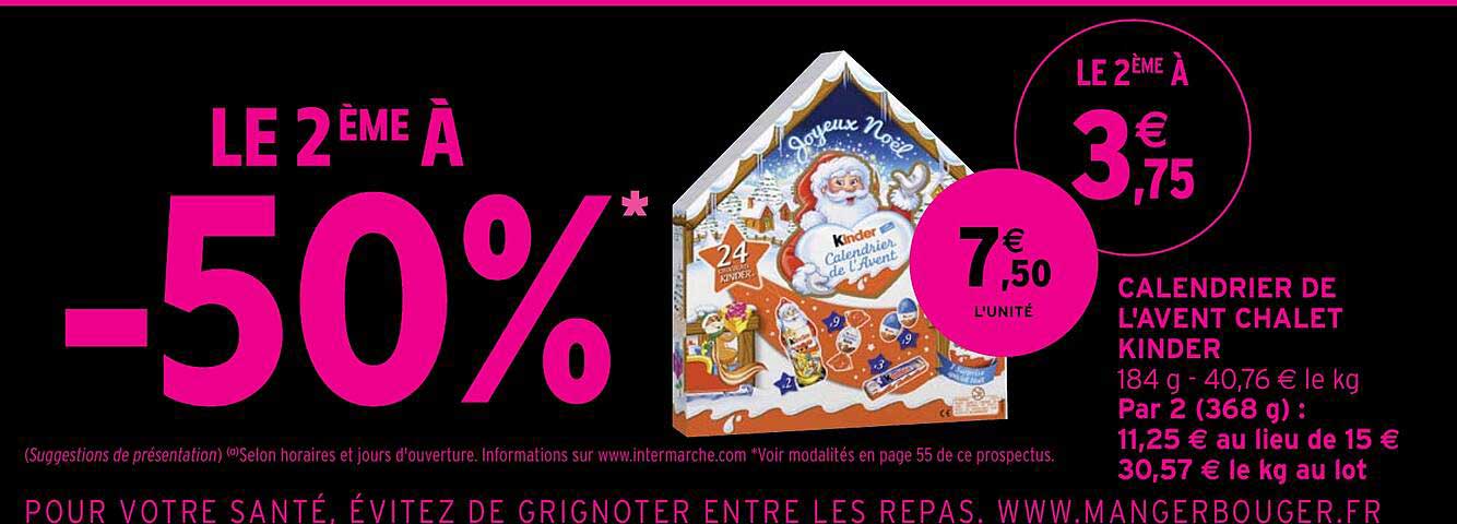 calendrier de l'avent chalet kinder