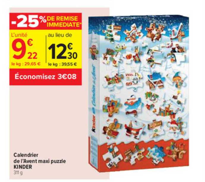 calendrier de l'avent maxi puzzle kinder