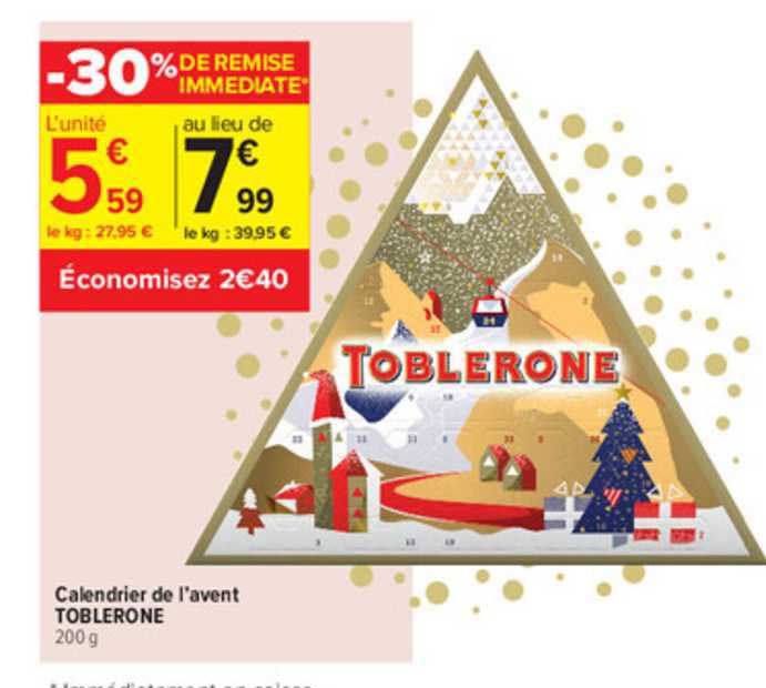 calendrier de l'avent toblerone