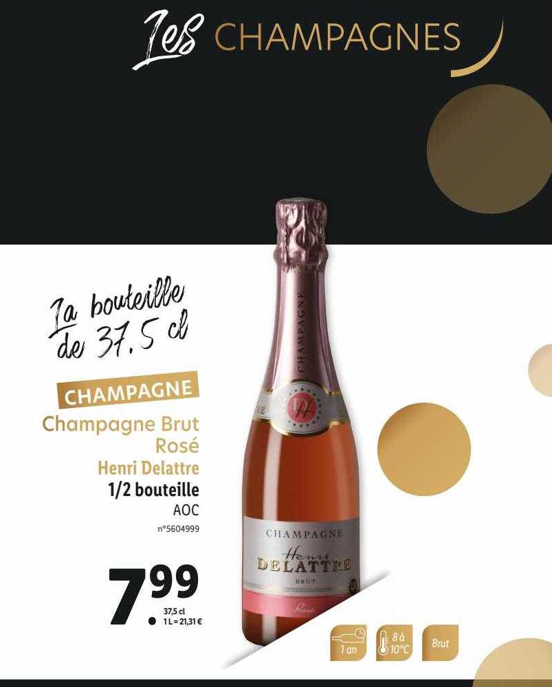 champagne brut rosé henri delattre 1-2 bouteille aoc