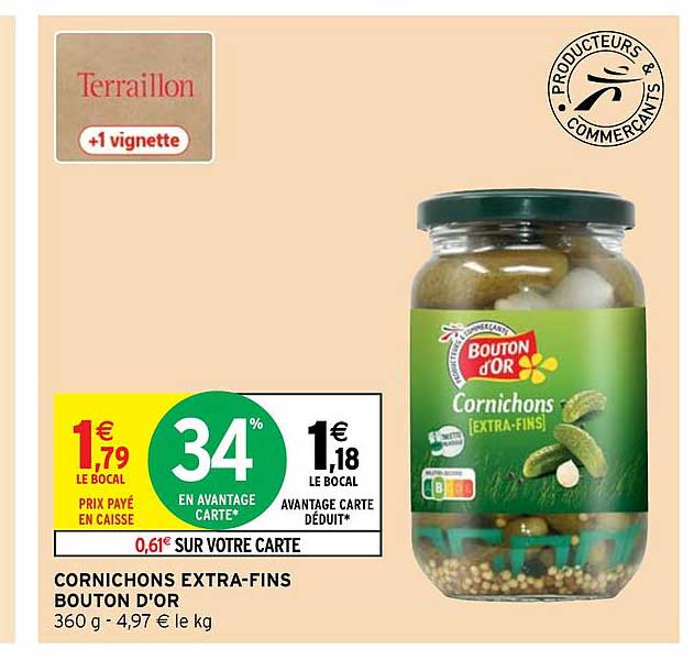 cornichons extra-fins bouton d'or