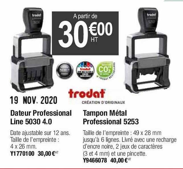 dateur professional line 5030 4.0, tampon métal professional 5253 trodat