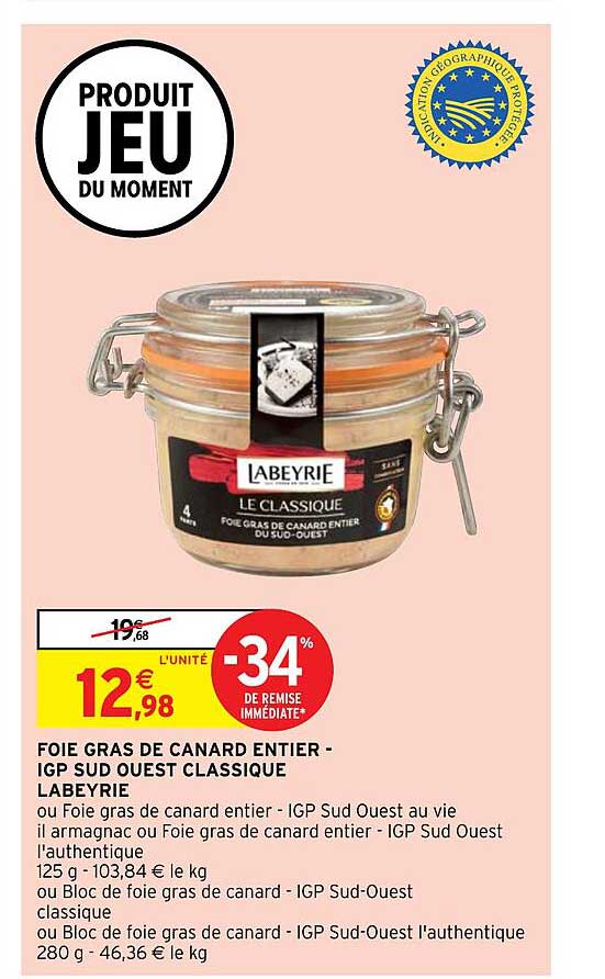 foie gras de canard entier - igp sud ouest classique labeyrie