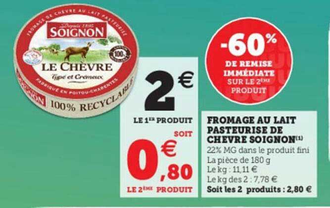 Fromage Au Lait Pasteurisé De Chèvre Soignon