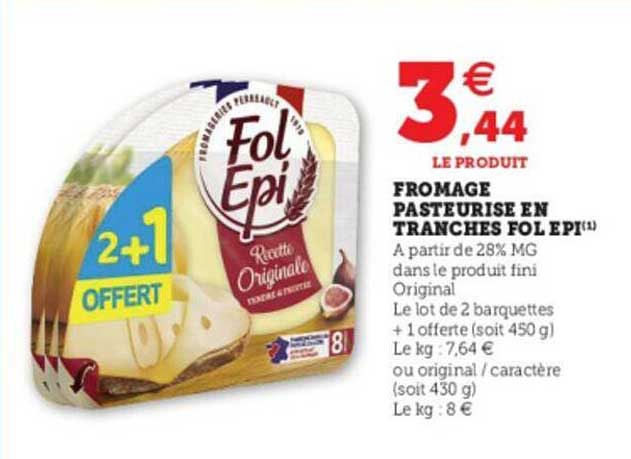 fromage pasteurisé en tranches fol épi