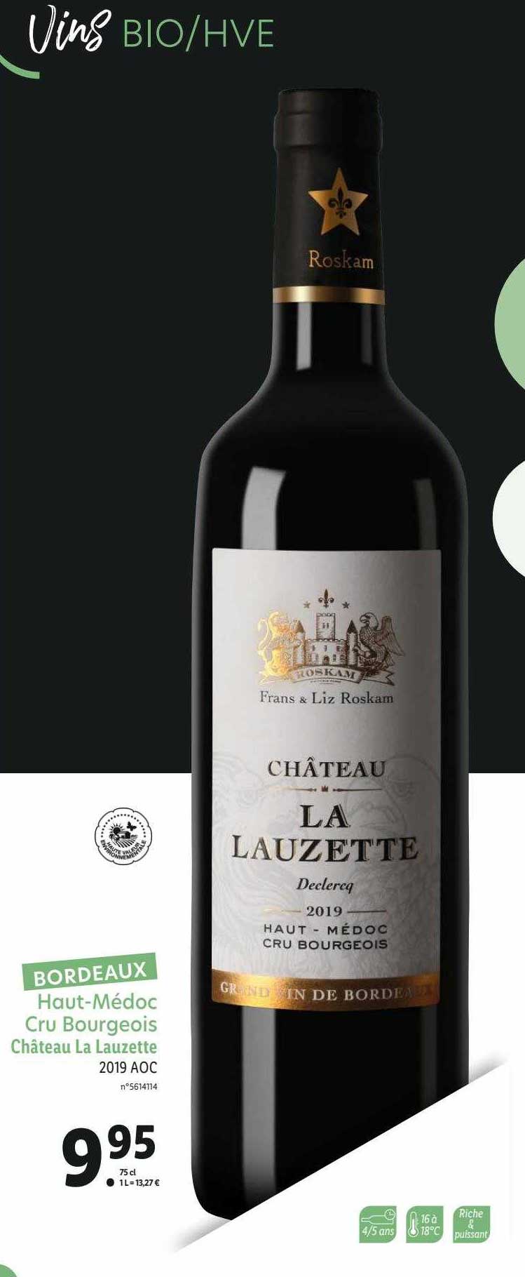 haut-médoc cru bourgeois château la lauzette 2019 aoc