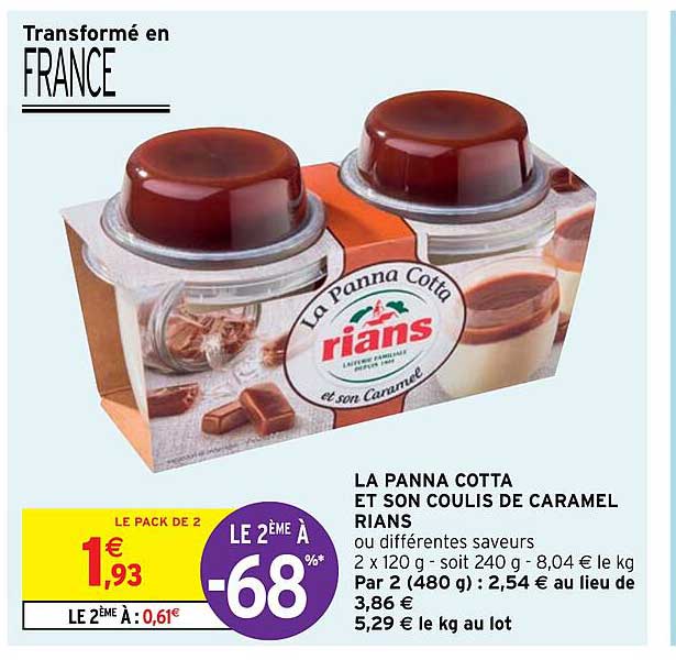 la panna cotta et son coulis de caramel rians