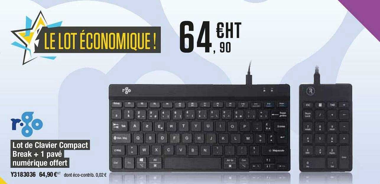 lot de clavier compact break + 1 pavé numérique offert