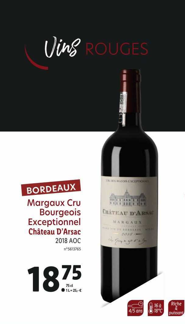 margaux cru bourgeois exceptionnel château d'arsac 2018 aoc